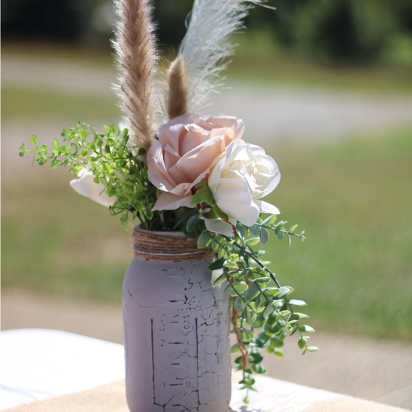 9 mason jars with flower decorations - Picture 2 of 4